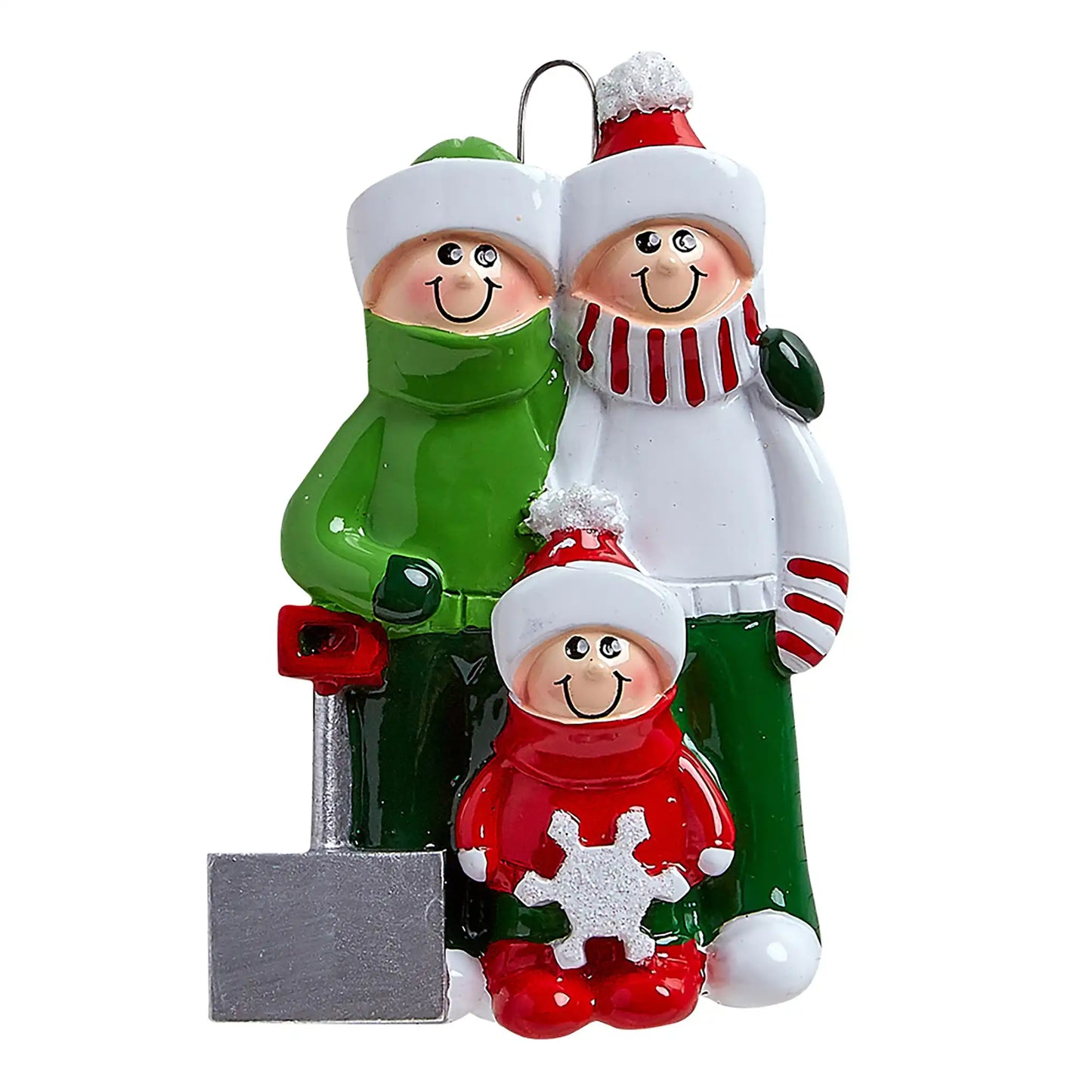 Snow Shovel Family of 3 Christmas Ornament