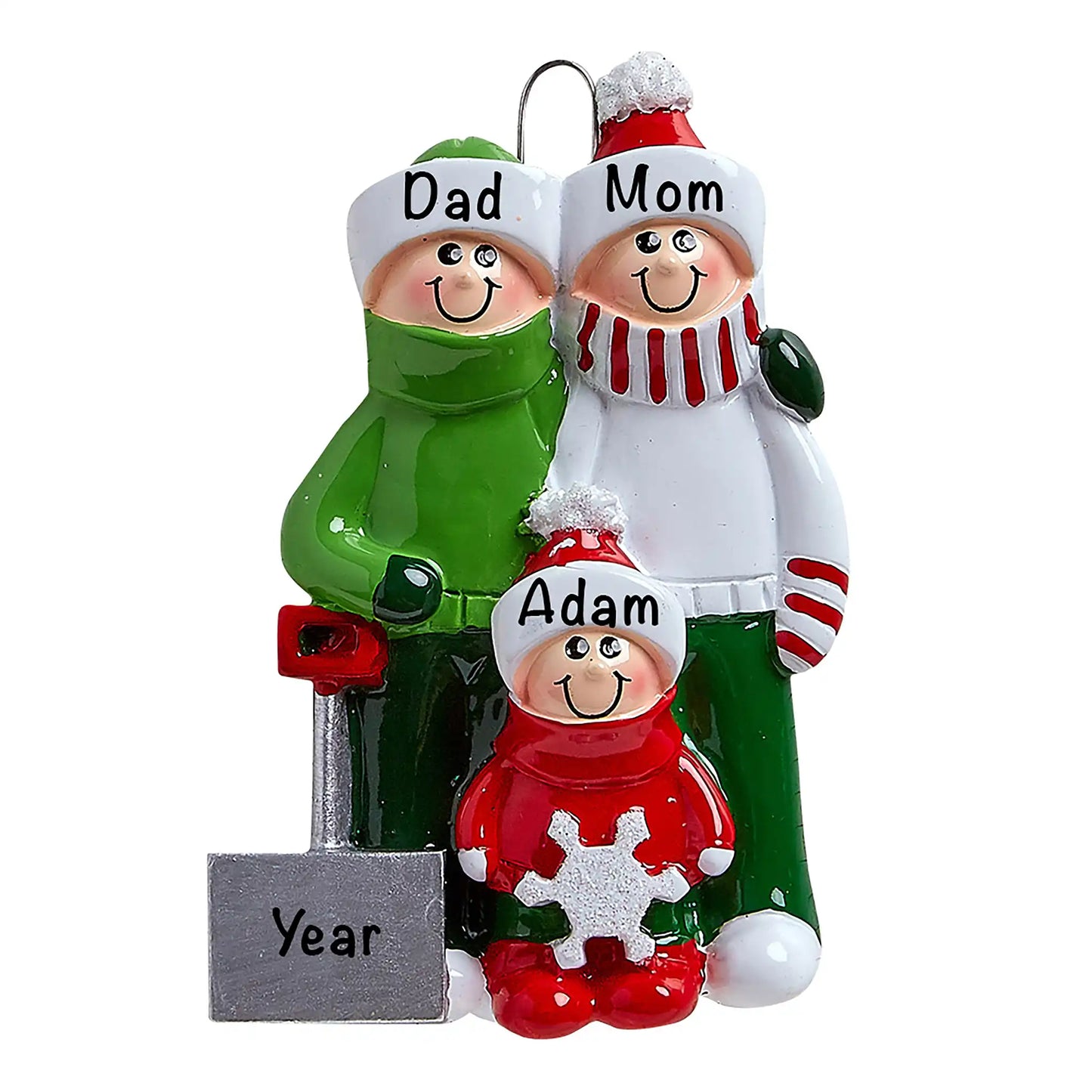 Snow Shovel Family of 3 Christmas Ornament