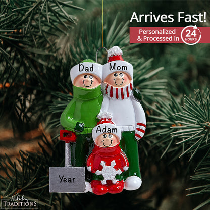 Snow Shovel Family of 3 Christmas Ornament