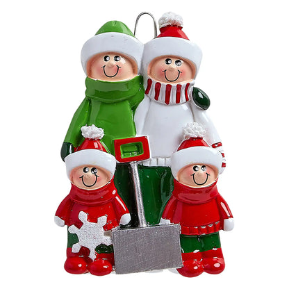 Snow Shovel Family of 4 Christmas Ornament