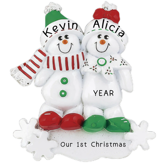 Snow Sled Couple Christmas Ornament