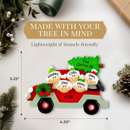 Adorno navideño de familia de 5 personas para coche