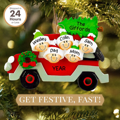 Adorno navideño de familia de 5 personas para coche