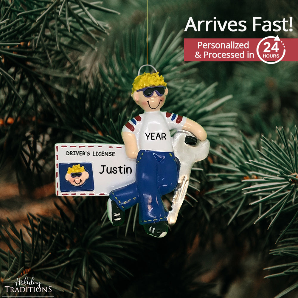 New Driver Christmas Ornament - Blonde Guy