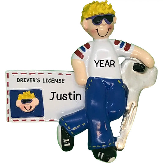 New Driver Christmas Ornament - Blonde Guy