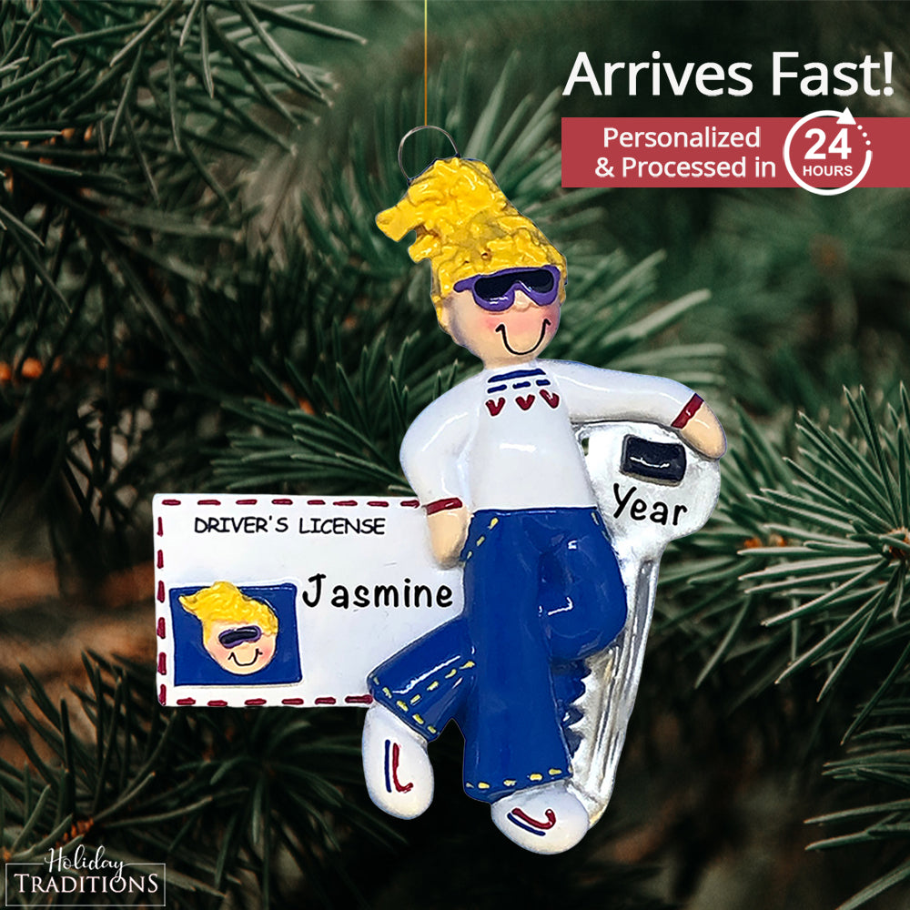 New Driver Christmas Ornament - Blonde Girl