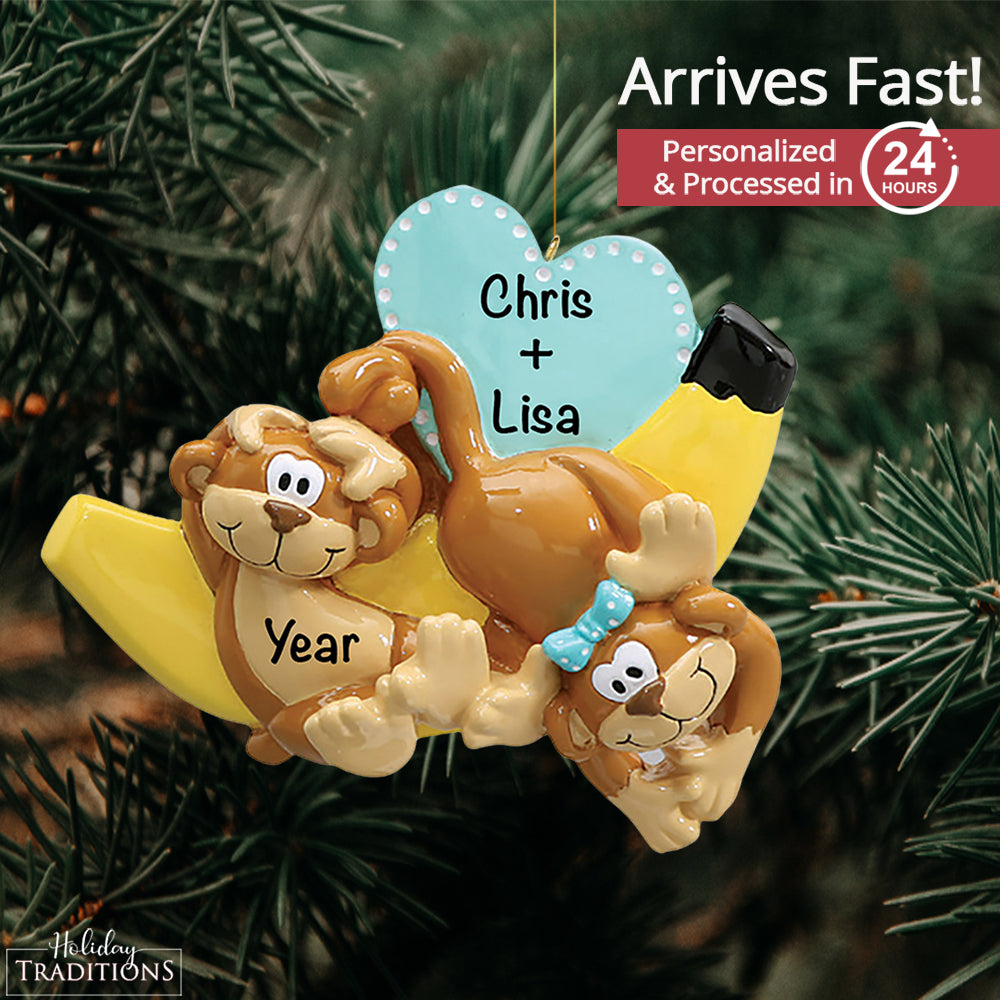 Monkey Couple Christmas Ornament