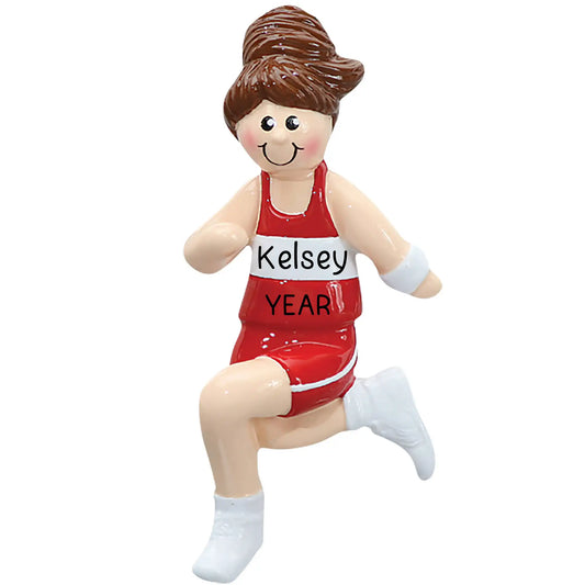 Track Girl Runner Christmas Ornament