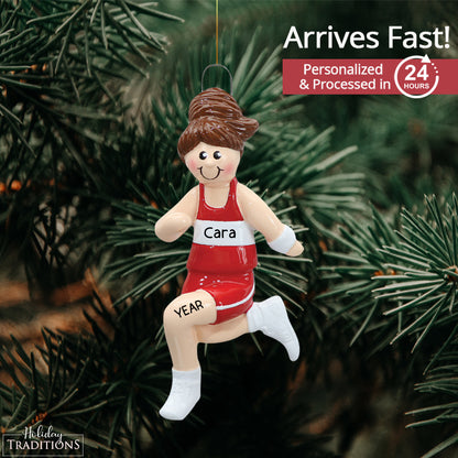 Track Girl Runner Christmas Ornament