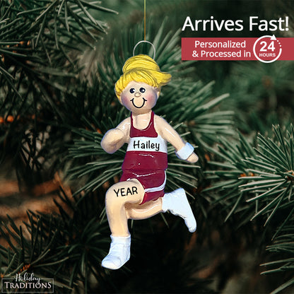 Track Girl - Blonde Hair Christmas Ornament