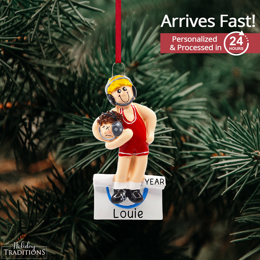 Wrestling Christmas Ornament Boy - Blonde