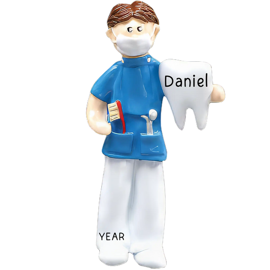 Dentist / Dental Hygienist Guy Christmas Ornament