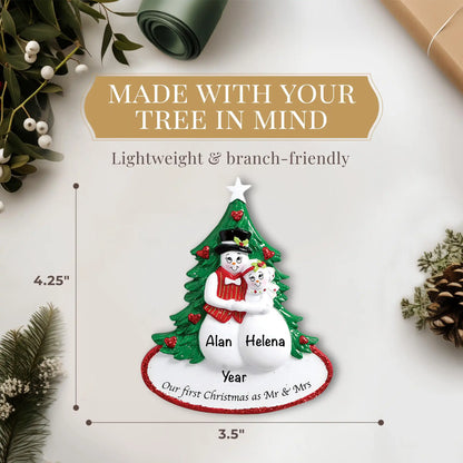 Snow Couple's 1st Christmas Personalized Ornament