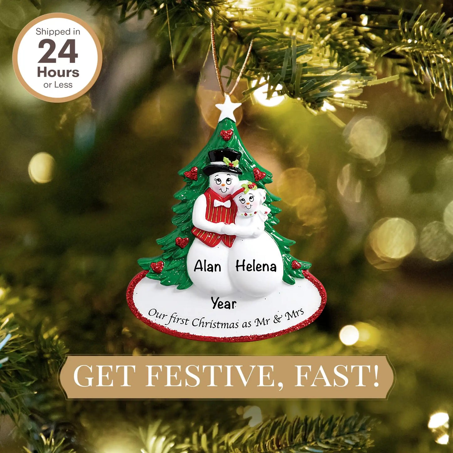 Snow Couple's 1st Christmas Personalized Ornament