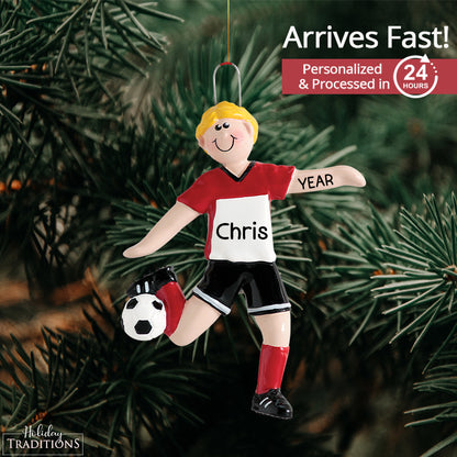 Soccer Guy Christmas Ornament - Blonde