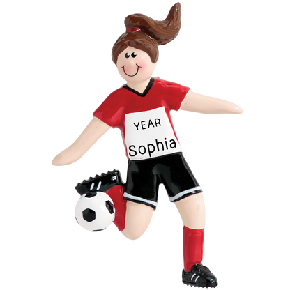 Soccer Girl Christmas Ornament - Brunette