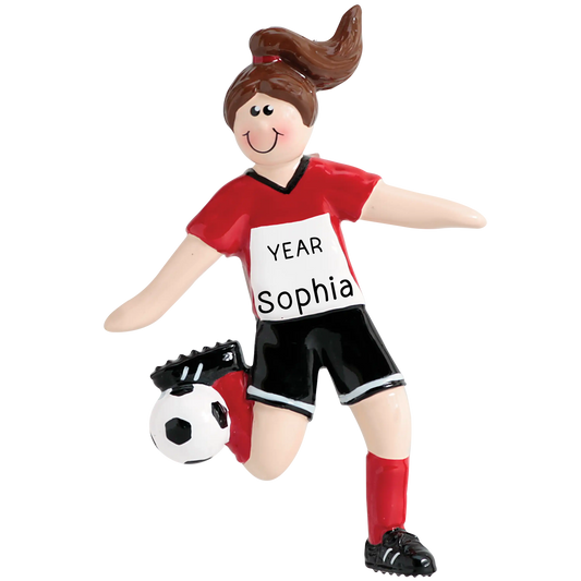 Soccer Girl Christmas Ornament - Brunette