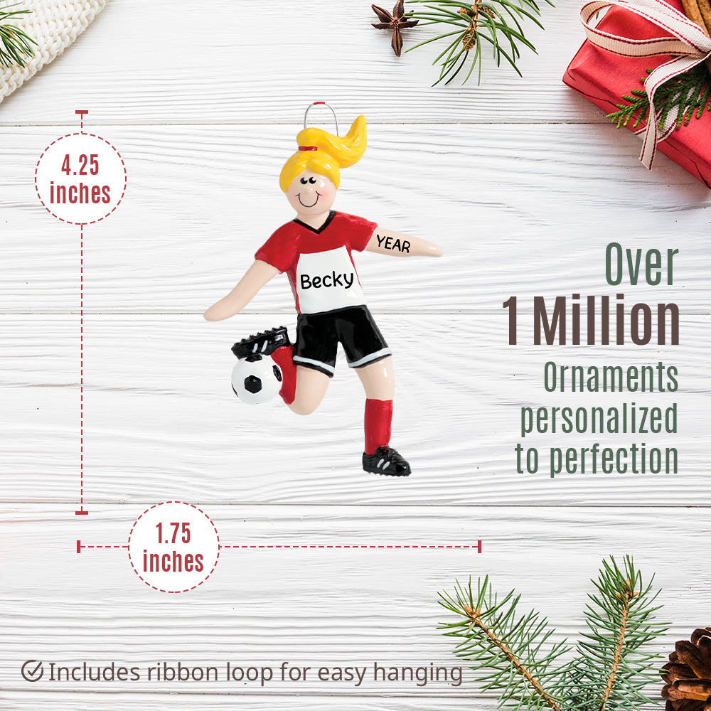 Soccer Girl Christmas Ornament - Blonde