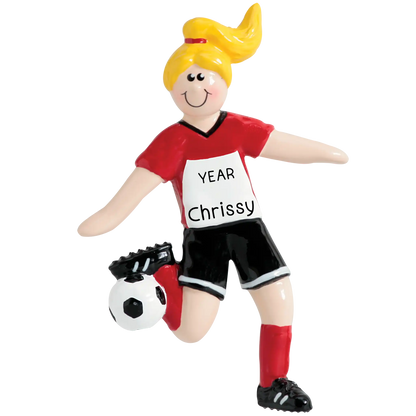 Soccer Girl Christmas Ornament - Blonde