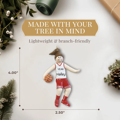 Adorno navideño de niña de baloncesto