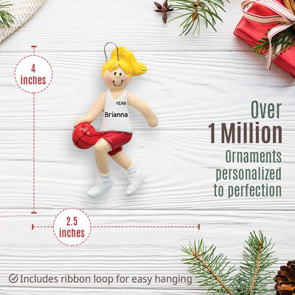 Basketball Girl Christmas Ornament - Blonde