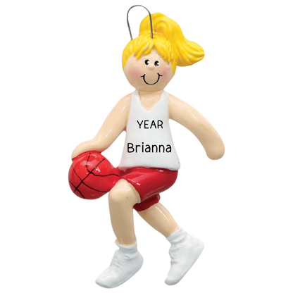 Basketball Girl Christmas Ornament - Blonde