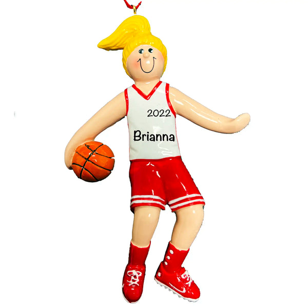 Adorno navideño de chica de baloncesto - Rubia