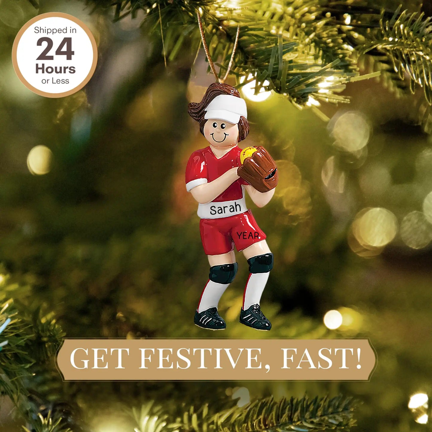 Adorno personalizado de chica de softbol 