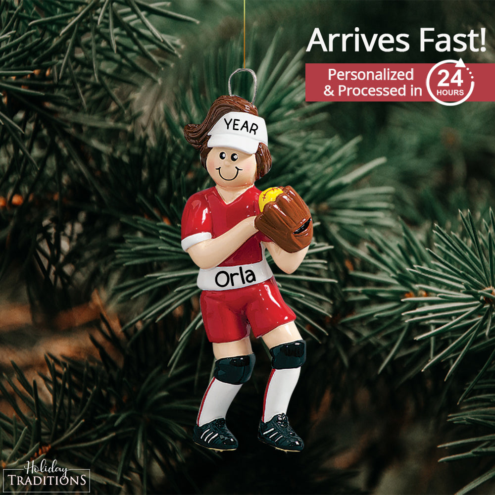 Softball Girl Christmas Ornament