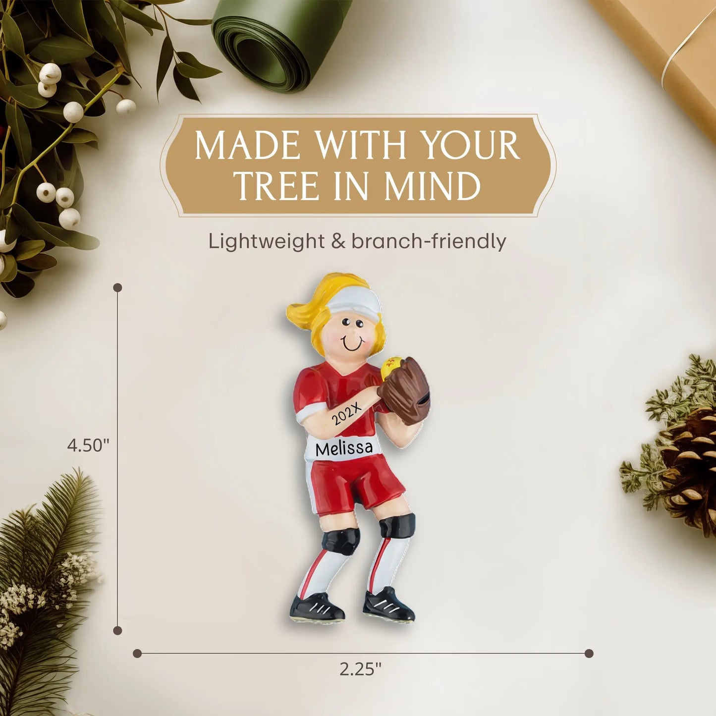 Softball Girl Personalized Ornament - Blonde