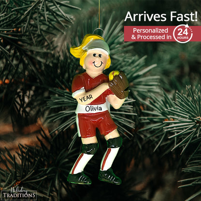 Softball Girl Christmas Ornament - Blonde