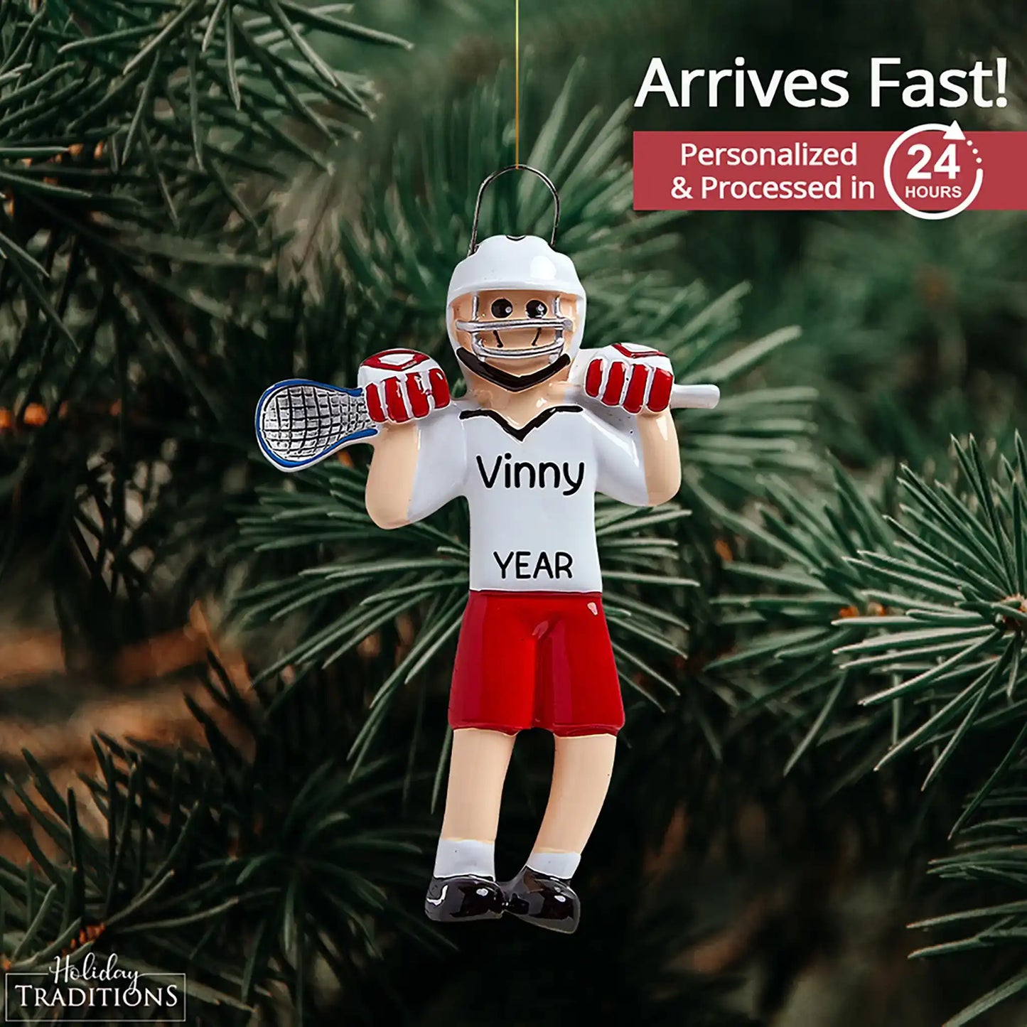 Lacrosse Player Personalized Ornament