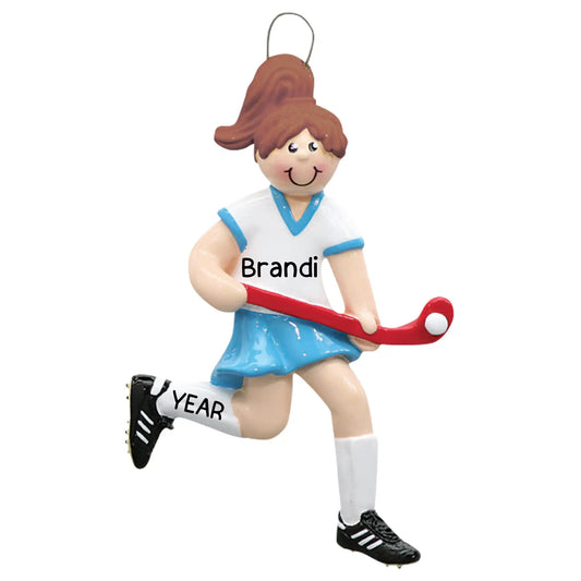 Field Hockey Girl Christmas Ornament