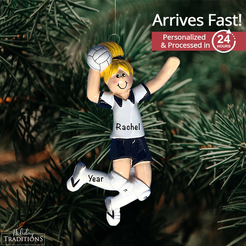 Volleyball Girl Blonde Christmas Ornament