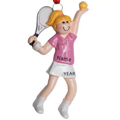 Tennis Girl Christmas Ornament - Blonde