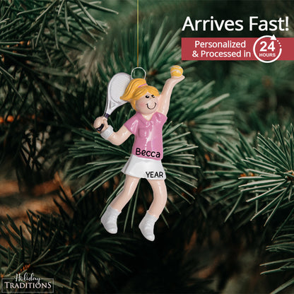 Tennis Girl Christmas Ornament - Blonde