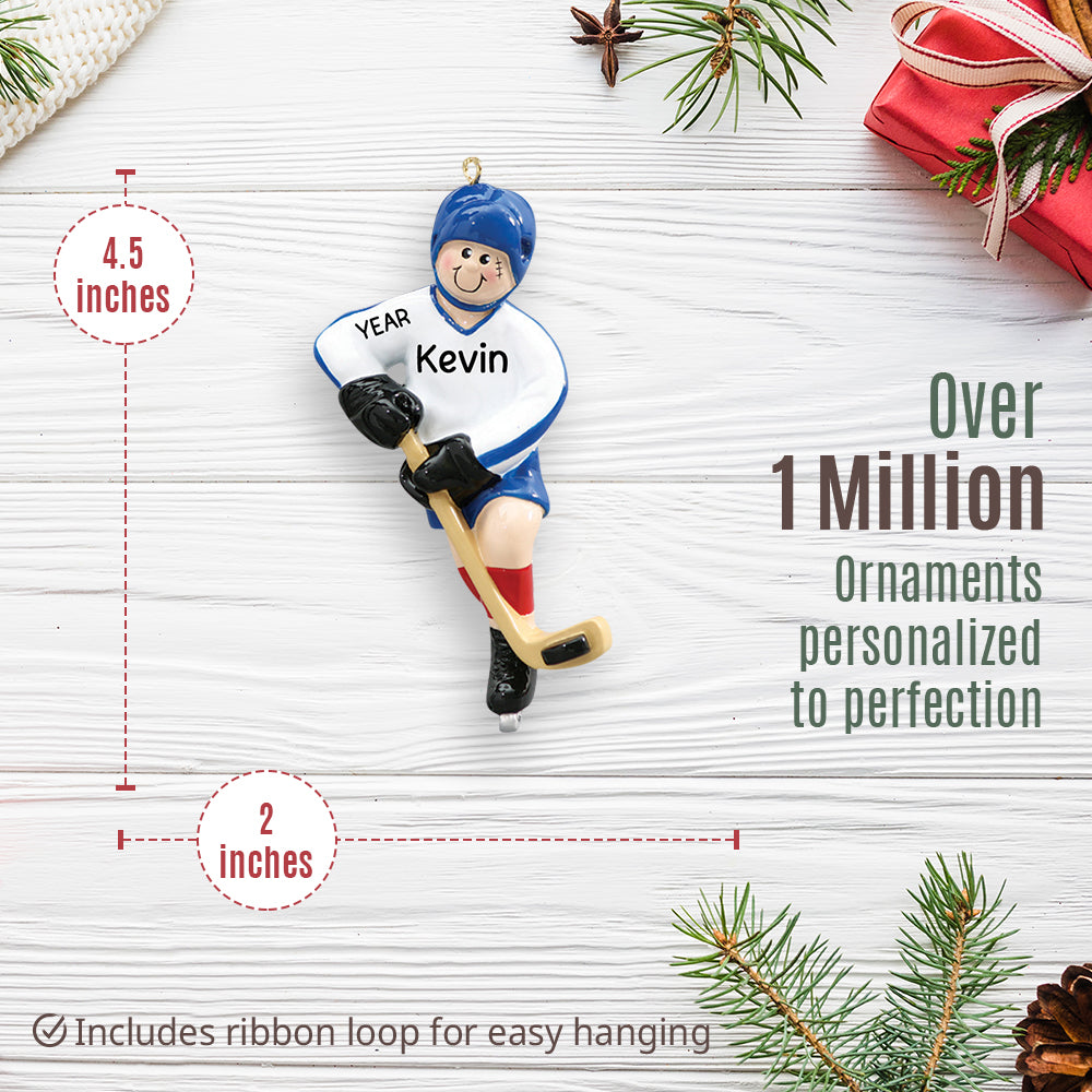 Ice Hockey Guy Christmas Ornament