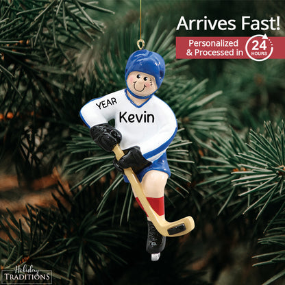 Ice Hockey Guy Christmas Ornament