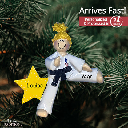 Karate Girl Christmas Ornament - Blonde