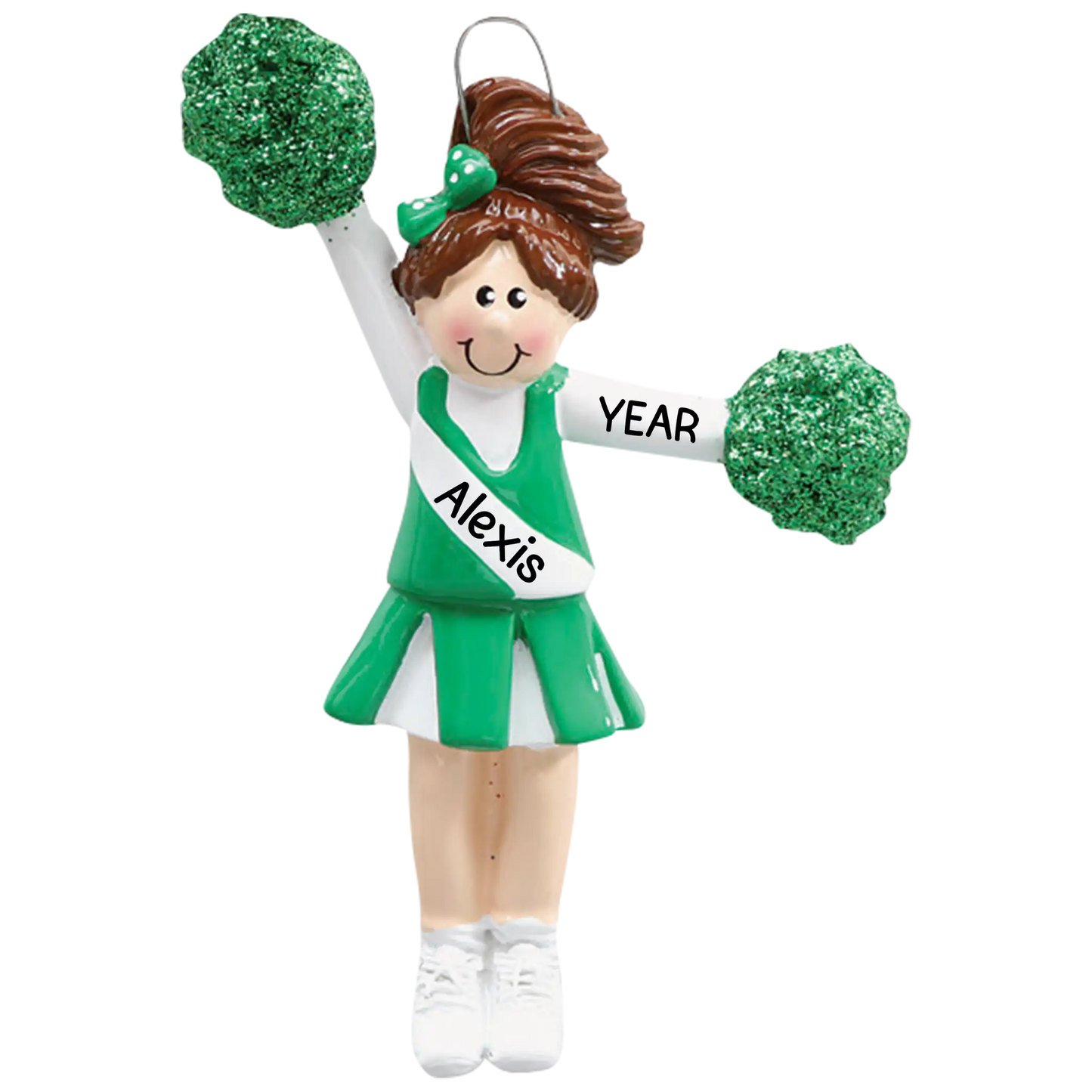 Cheerleader Christmas Ornament - Green Uniform