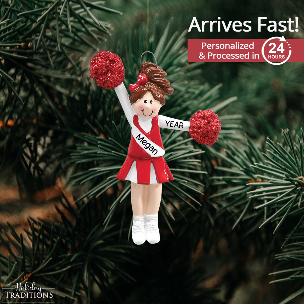 Cheerleader Christmas Ornament - Red Uniform