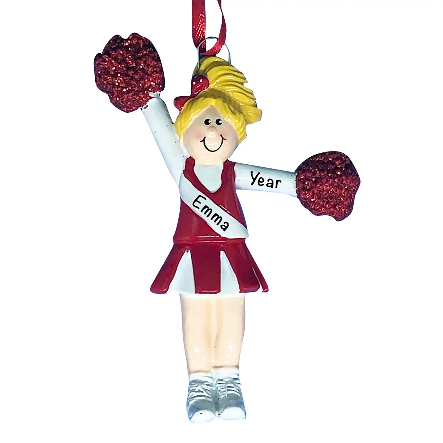 Cheerleader Christmas Ornament - Red Uniform Blonde