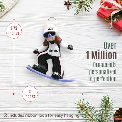 Snowboarding Girl Christmas Ornament