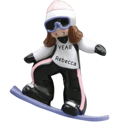 Snowboarding Girl Christmas Ornament