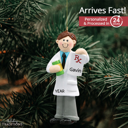 Pharmacist Guy Christmas Ornament