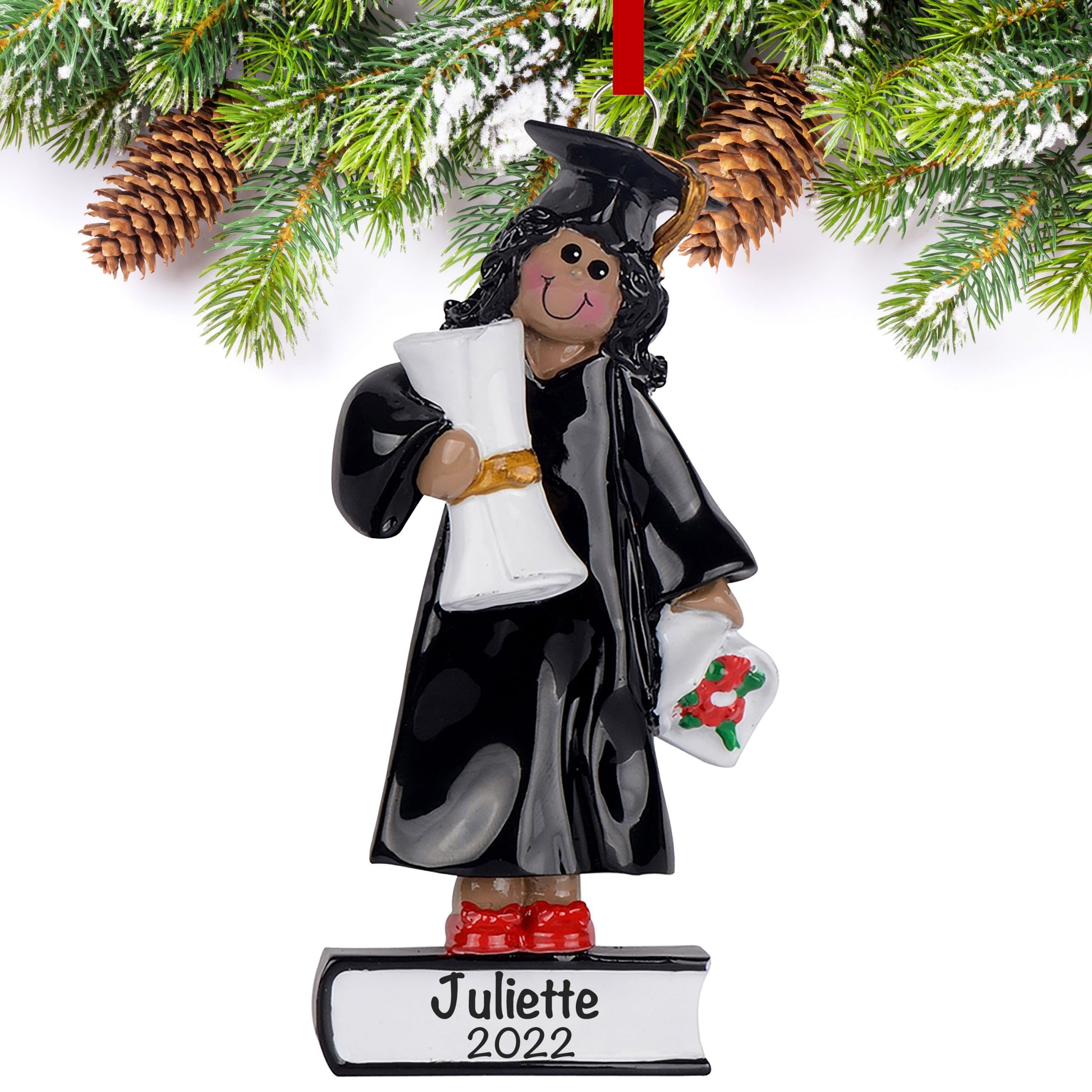 Personalized African Girl Graduation Christmas Ornament