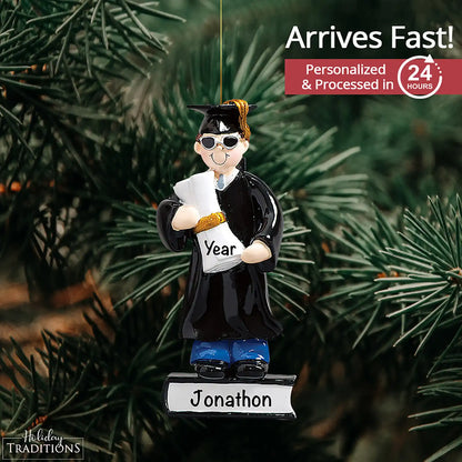 Graduation Guy - Personalized Ornament for Him