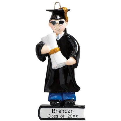 Guy Graduation Christmas Ornament