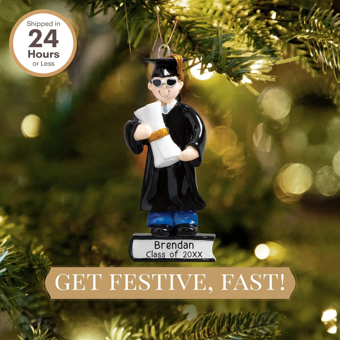 Graduation Guy - Personalized Ornament for Him