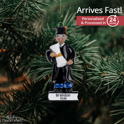 Ethnic Guy Graduation Christmas Ornament